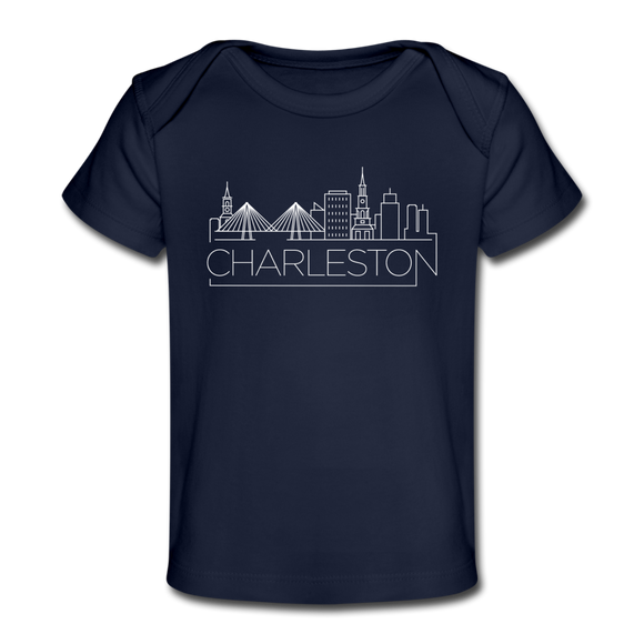 Charleston, South Carolina Baby T-Shirt - Organic Skyline Charleston Infant T-Shirt - dark navy