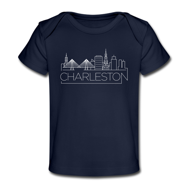 Charleston, South Carolina Baby T-Shirt - Organic Skyline Charleston Infant T-Shirt - dark navy