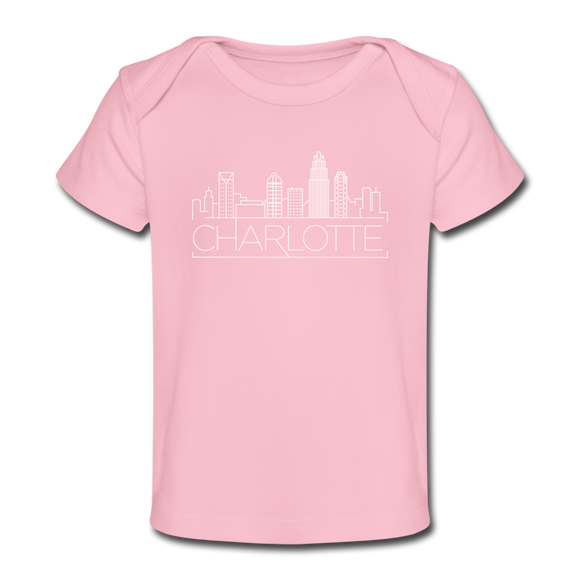 Charlotte, North Carolina Baby T-Shirt - Organic Skyline Charlotte Infant T-Shirt - light pink