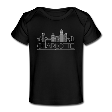 Charlotte, North Carolina Baby T-Shirt - Organic Skyline Charlotte Infant T-Shirt - black