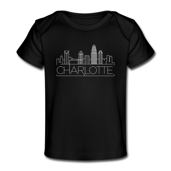 Charlotte, North Carolina Baby T-Shirt - Organic Skyline Charlotte Infant T-Shirt - black