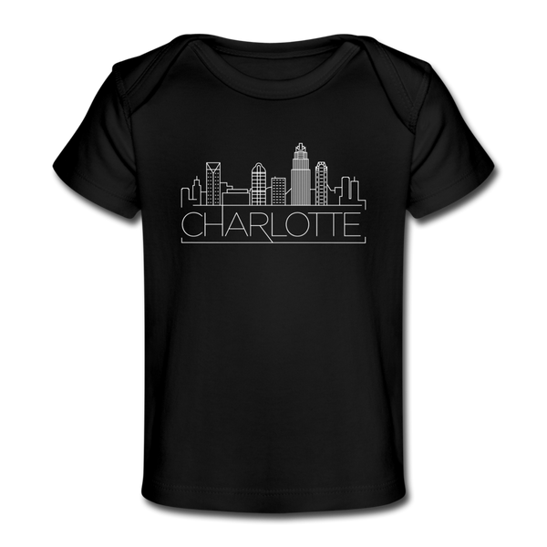 Charlotte, North Carolina Baby T-Shirt - Organic Skyline Charlotte Infant T-Shirt - black