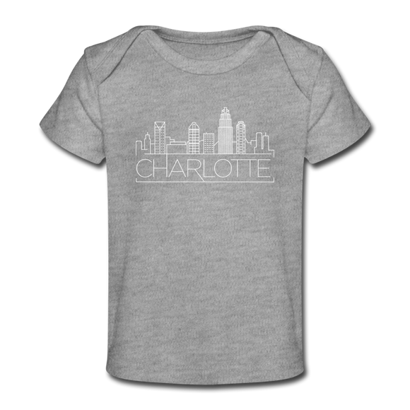 Charlotte, North Carolina Baby T-Shirt - Organic Skyline Charlotte Infant T-Shirt - heather gray