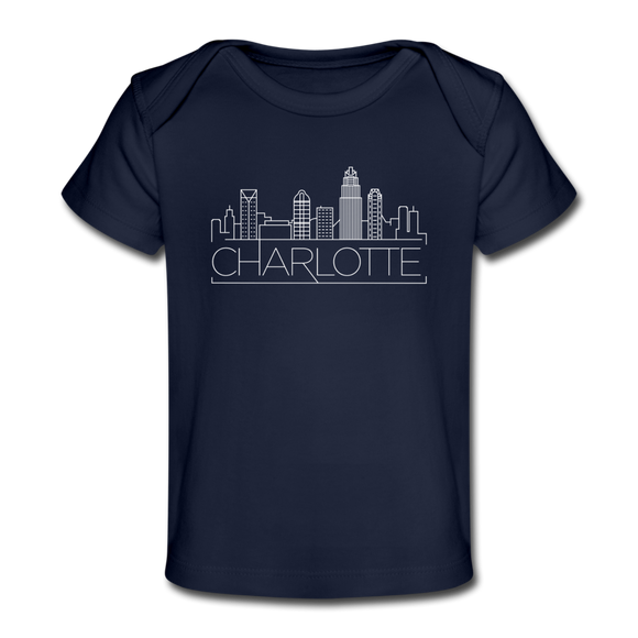 Charlotte, North Carolina Baby T-Shirt - Organic Skyline Charlotte Infant T-Shirt - dark navy