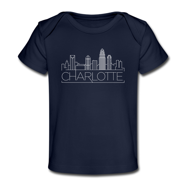 Charlotte, North Carolina Baby T-Shirt - Organic Skyline Charlotte Infant T-Shirt - dark navy