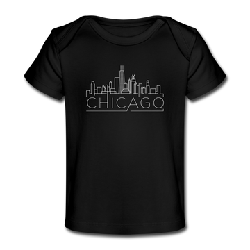 Chicago, Illinois Baby T-Shirt - Organic Skyline Chicago Infant T-Shirt - black