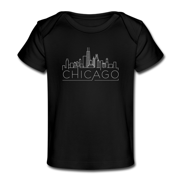 Chicago, Illinois Baby T-Shirt - Organic Skyline Chicago Infant T-Shirt - black