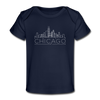Chicago, Illinois Baby T-Shirt - Organic Skyline Chicago Infant T-Shirt - dark navy