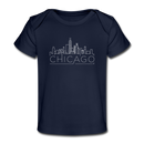 Chicago, Illinois Baby T-Shirt - Organic Skyline Chicago Infant T-Shirt - dark navy