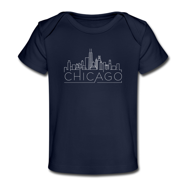 Chicago, Illinois Baby T-Shirt - Organic Skyline Chicago Infant T-Shirt - dark navy