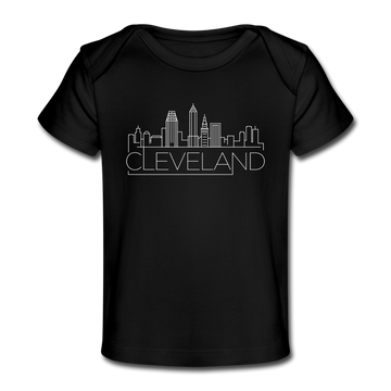 Cleveland, Ohio Baby T-Shirt - Organic Skyline Cleveland Infant T-Shirt - black