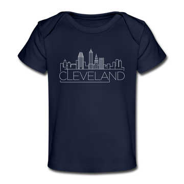 Cleveland, Ohio Baby T-Shirt - Organic Skyline Cleveland Infant T-Shirt - dark navy