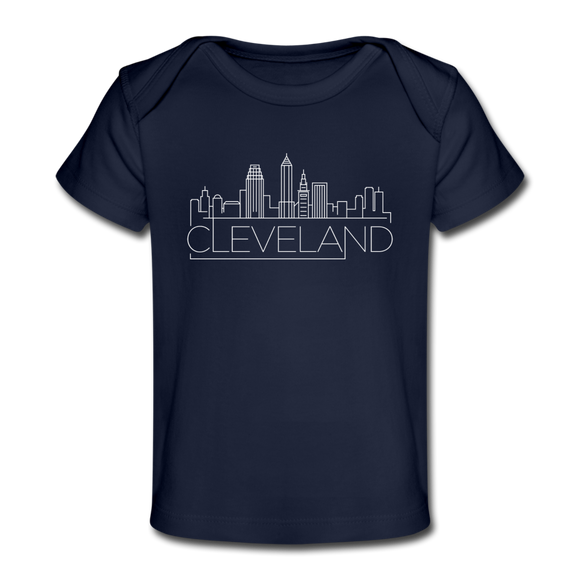 Cleveland, Ohio Baby T-Shirt - Organic Skyline Cleveland Infant T-Shirt - dark navy