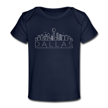 Dallas, Texas Baby T-Shirt - Organic Skyline Dallas Infant T-Shirt - dark navy