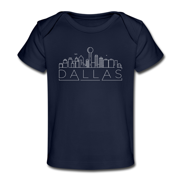 Dallas, Texas Baby T-Shirt - Organic Skyline Dallas Infant T-Shirt - dark navy