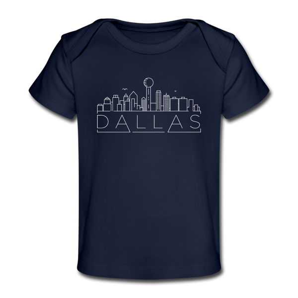 Dallas, Texas Baby T-Shirt - Organic Skyline Dallas Infant T-Shirt - dark navy