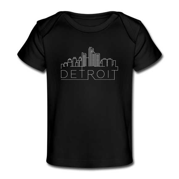 Detroit, Michigan Baby T-Shirt - Organic Skyline Detroit Infant T-Shirt - black