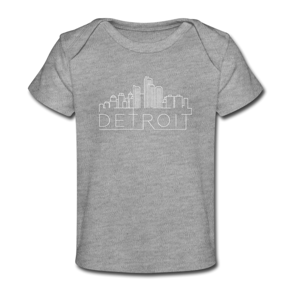 Detroit, Michigan Baby T-Shirt - Organic Skyline Detroit Infant T-Shirt - heather gray