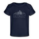 Detroit, Michigan Baby T-Shirt - Organic Skyline Detroit Infant T-Shirt - dark navy