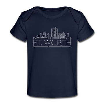 Fort Worth, Texas Baby T-Shirt - Organic Skyline Fort Worth Infant T-Shirt - dark navy