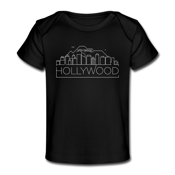 Hollywood, California Baby T-Shirt - Organic Skyline Hollywood Infant T-Shirt - black