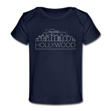 Hollywood, California Baby T-Shirt - Organic Skyline Hollywood Infant T-Shirt - dark navy
