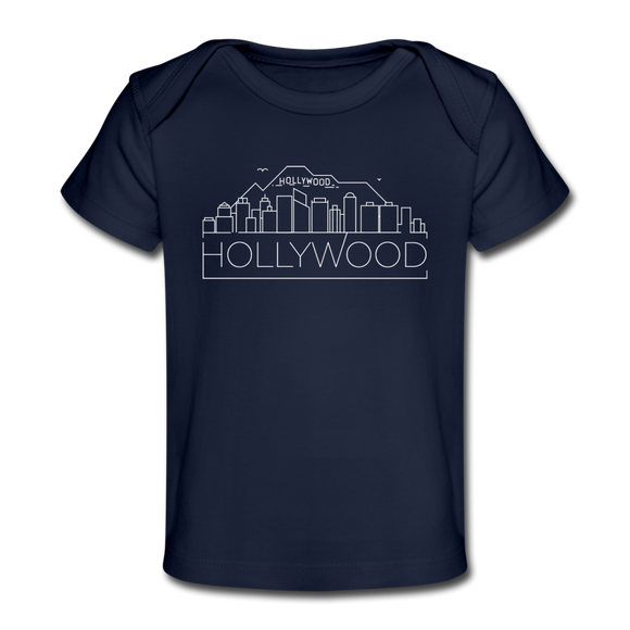 Hollywood, California Baby T-Shirt - Organic Skyline Hollywood Infant T-Shirt - dark navy