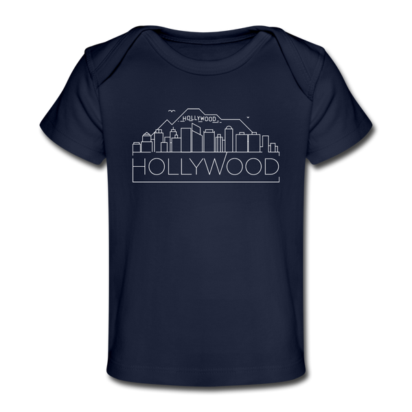 Hollywood, California Baby T-Shirt - Organic Skyline Hollywood Infant T-Shirt - dark navy