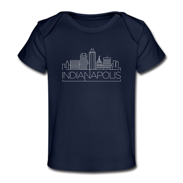Indianapolis, Indiana Baby T-Shirt - Organic Skyline Indianapolis Infant T-Shirt - dark navy
