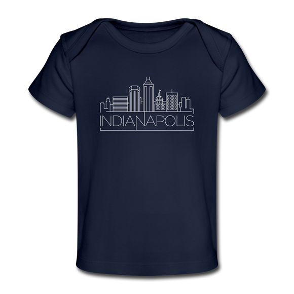 Indianapolis, Indiana Baby T-Shirt - Organic Skyline Indianapolis Infant T-Shirt - dark navy