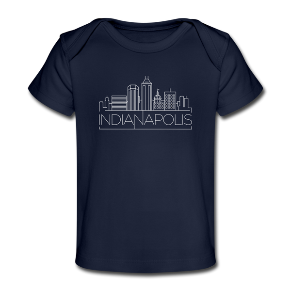 Indianapolis, Indiana Baby T-Shirt - Organic Skyline Indianapolis Infant T-Shirt - dark navy