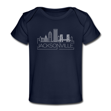 Jacksonville, Florida Baby T-Shirt - Organic Skyline Jacksonville Infant T-Shirt - dark navy