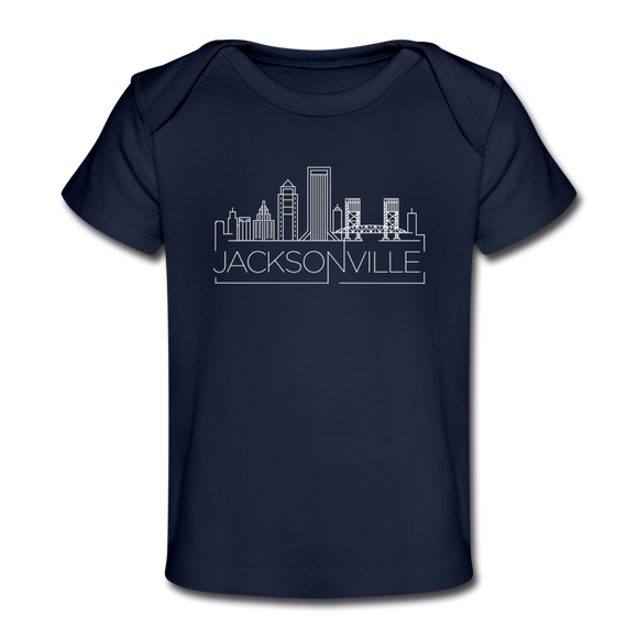 Jacksonville, Florida Baby T-Shirt - Organic Skyline Jacksonville Infant T-Shirt - dark navy