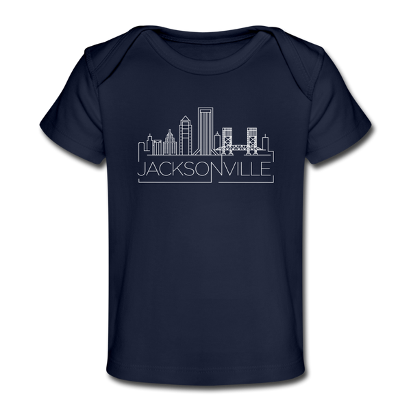 Jacksonville, Florida Baby T-Shirt - Organic Skyline Jacksonville Infant T-Shirt - dark navy