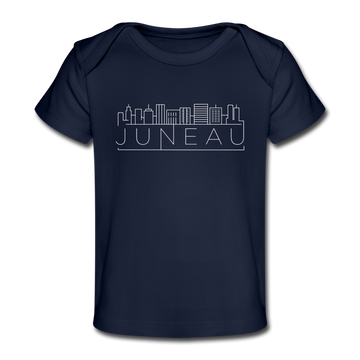 Juneau, Alaska Baby T-Shirt - Organic Skyline Juneau Infant T-Shirt - dark navy