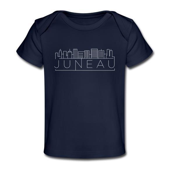 Juneau, Alaska Baby T-Shirt - Organic Skyline Juneau Infant T-Shirt - dark navy