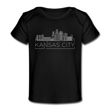 Kansas City, Missouri Baby T-Shirt - Organic Skyline Kansas City Infant T-Shirt - black