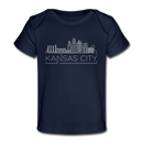 Kansas City, Missouri Baby T-Shirt - Organic Skyline Kansas City Infant T-Shirt - dark navy