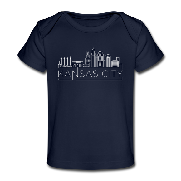 Kansas City, Missouri Baby T-Shirt - Organic Skyline Kansas City Infant T-Shirt - dark navy