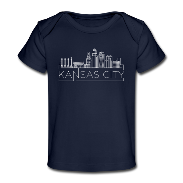Kansas City, Missouri Baby T-Shirt - Organic Skyline Kansas City Infant T-Shirt - dark navy