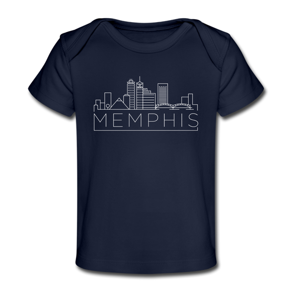 Memphis, Tennessee Baby T-Shirt - Organic Skyline Memphis Infant T-Shirt - dark navy