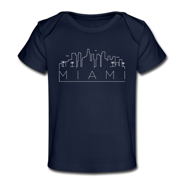 Miami, Florida Baby T-Shirt - Organic Skyline Miami Infant T-Shirt - dark navy