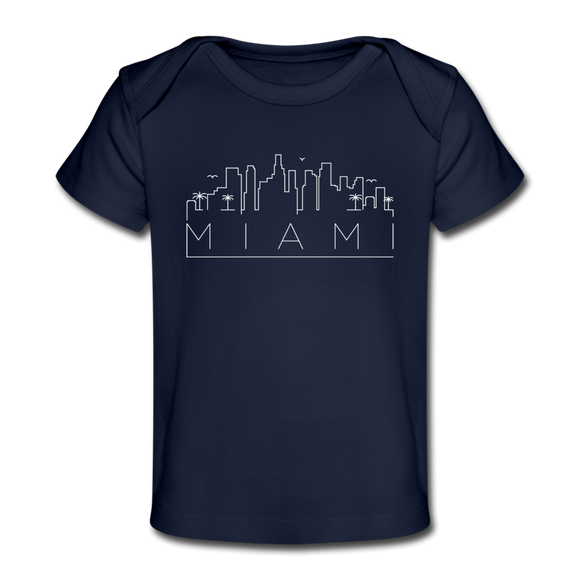 Miami, Florida Baby T-Shirt - Organic Skyline Miami Infant T-Shirt - dark navy