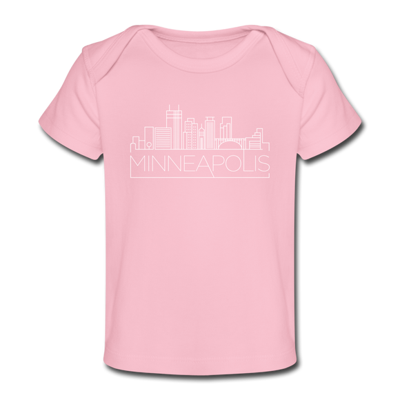 Minneapolis, Minnesota Baby T-Shirt - Organic Skyline Minneapolis Infant T-Shirt - light pink