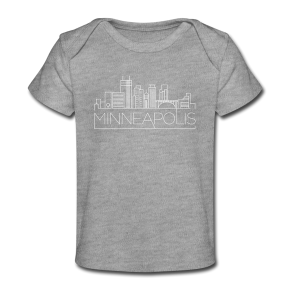 Minneapolis, Minnesota Baby T-Shirt - Organic Skyline Minneapolis Infant T-Shirt - heather gray