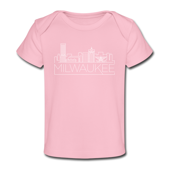 Milwaukee, Wisconsin Baby T-Shirt - Organic Skyline Milwaukee Infant T-Shirt - light pink