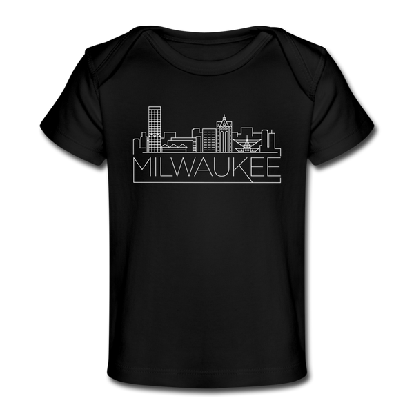 Milwaukee, Wisconsin Baby T-Shirt - Organic Skyline Milwaukee Infant T-Shirt - black