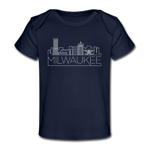 Milwaukee, Wisconsin Baby T-Shirt - Organic Skyline Milwaukee Infant T-Shirt - dark navy