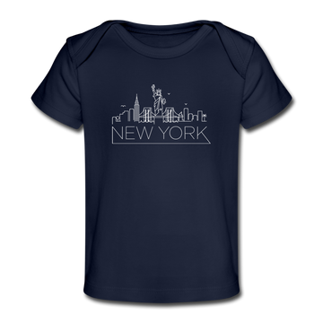 New York Baby T-Shirt - Organic Skyline New York Infant T-Shirt - dark navy