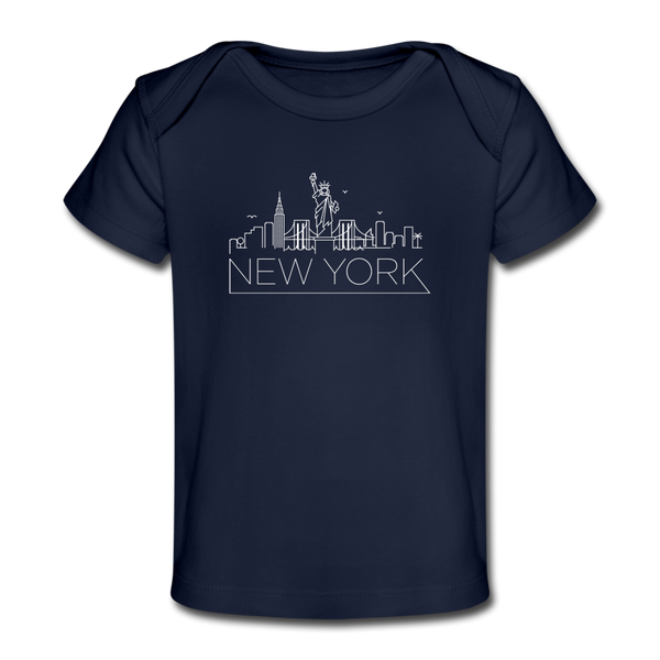 New York Baby T-Shirt - Organic Skyline New York Infant T-Shirt - dark navy